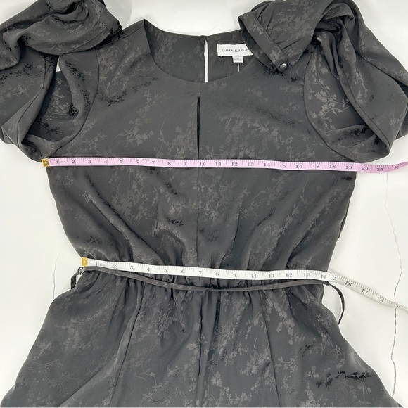 Emma & Michele Long Sleeve Tree Branch Design Black Midi Dress Size Medium - Picture 10 of 13